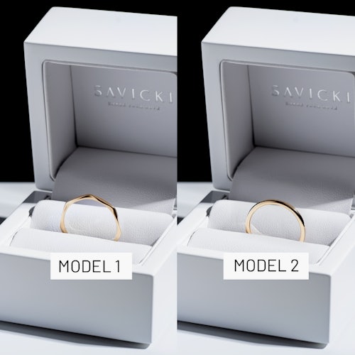 Obrączki partnerskie Sign of Love®: złote, płaska 1,9mm i okrągła 1,7mm